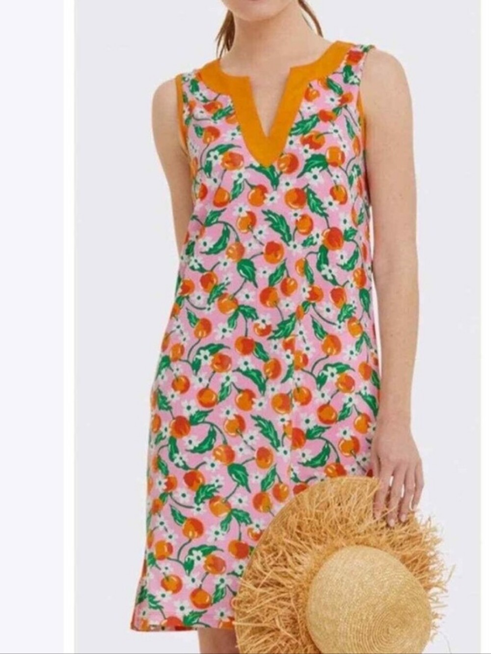 Lands' End Pink Orange Print Swim Coverup Dress